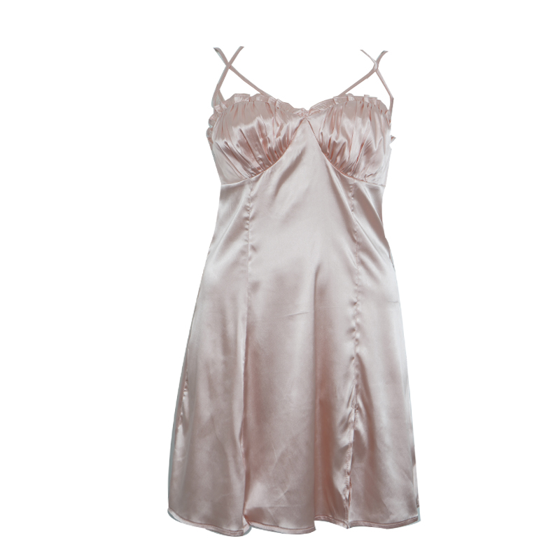 Title 1, Nightdress With Chest Pad Ice Silk Thin Sexy Sl...