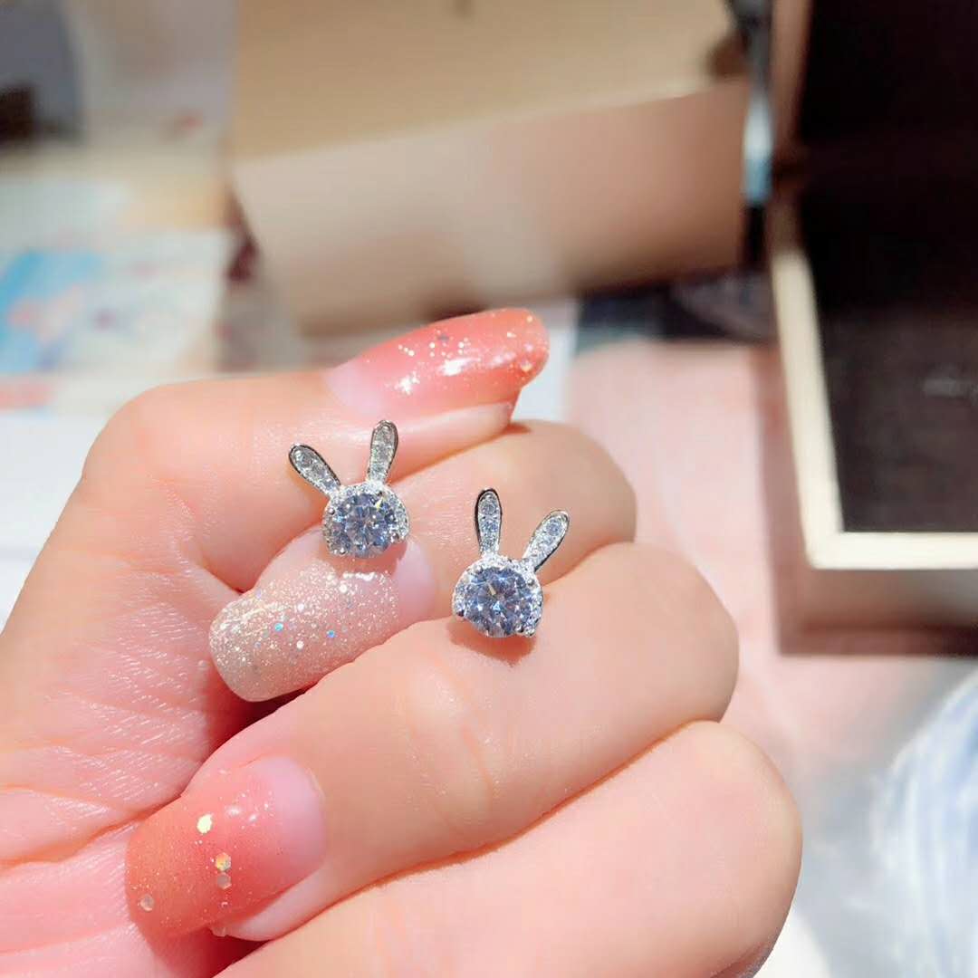 Bunny Sterling Silver Stud Earrings 925 Silver