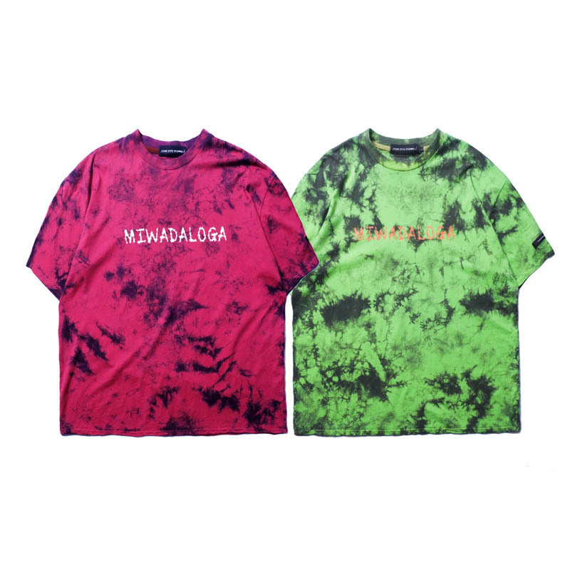 Dark Tie-dye Graffiti Letter Print Short-sleeved T-shirt