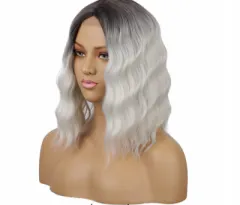 Wig Ladies Short Curly Hair Headgear Front Lace Wig Hair Cover - Light Grey - View 1
