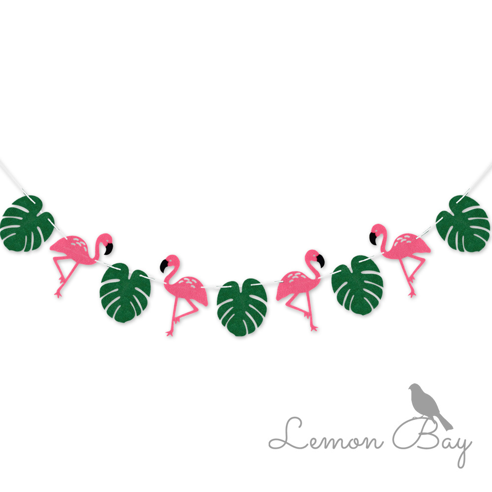 Flamingo on leaves