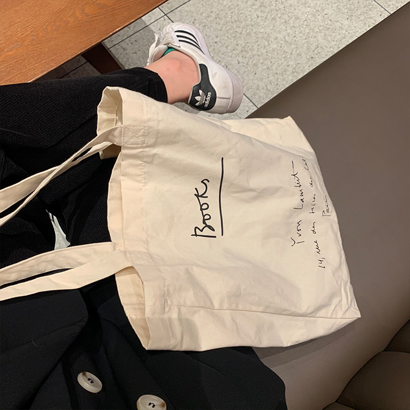 One-shoulder Canvas Letters Simple Female Bag Large Capacity