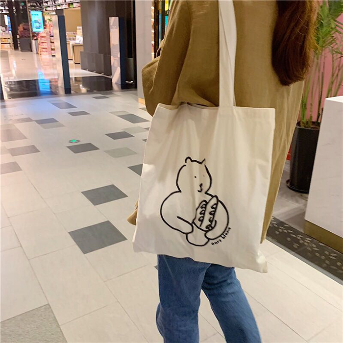 Ins Wind Thin Cotton Grey Cloth Bag
