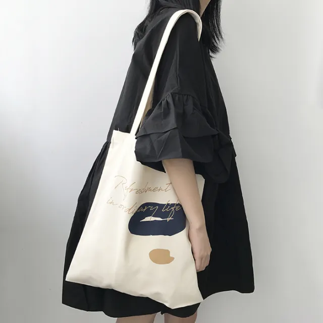Ins Wind Thin Cotton Grey Cloth Bag Blue - Shop at LoveMi