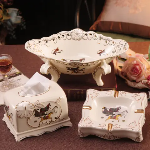 European-style Fruit Plate Set Creative Modern Luxury Gift Ceramic