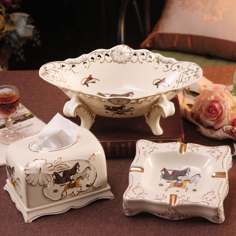 European-style Fruit Plate Set Modern Luxury Gift Ceramic