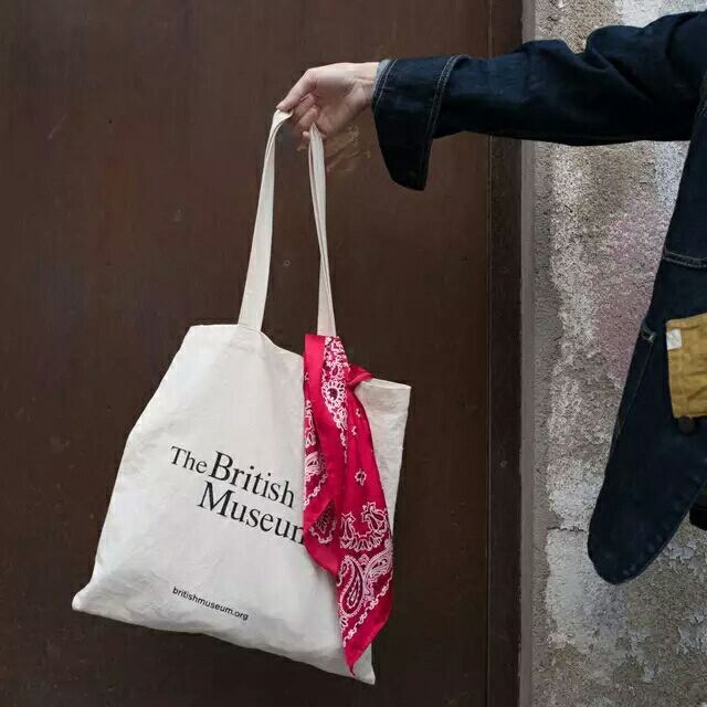 Thin Cotton Grey Cloth Bag Simple Letter Shoulder Bag Environmental Shopping Bag