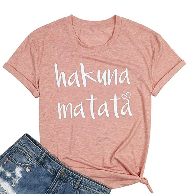 Letter Printing T-Shirt Casual Short-Sleeved Shirt Printing Short-Sleeved - Pink