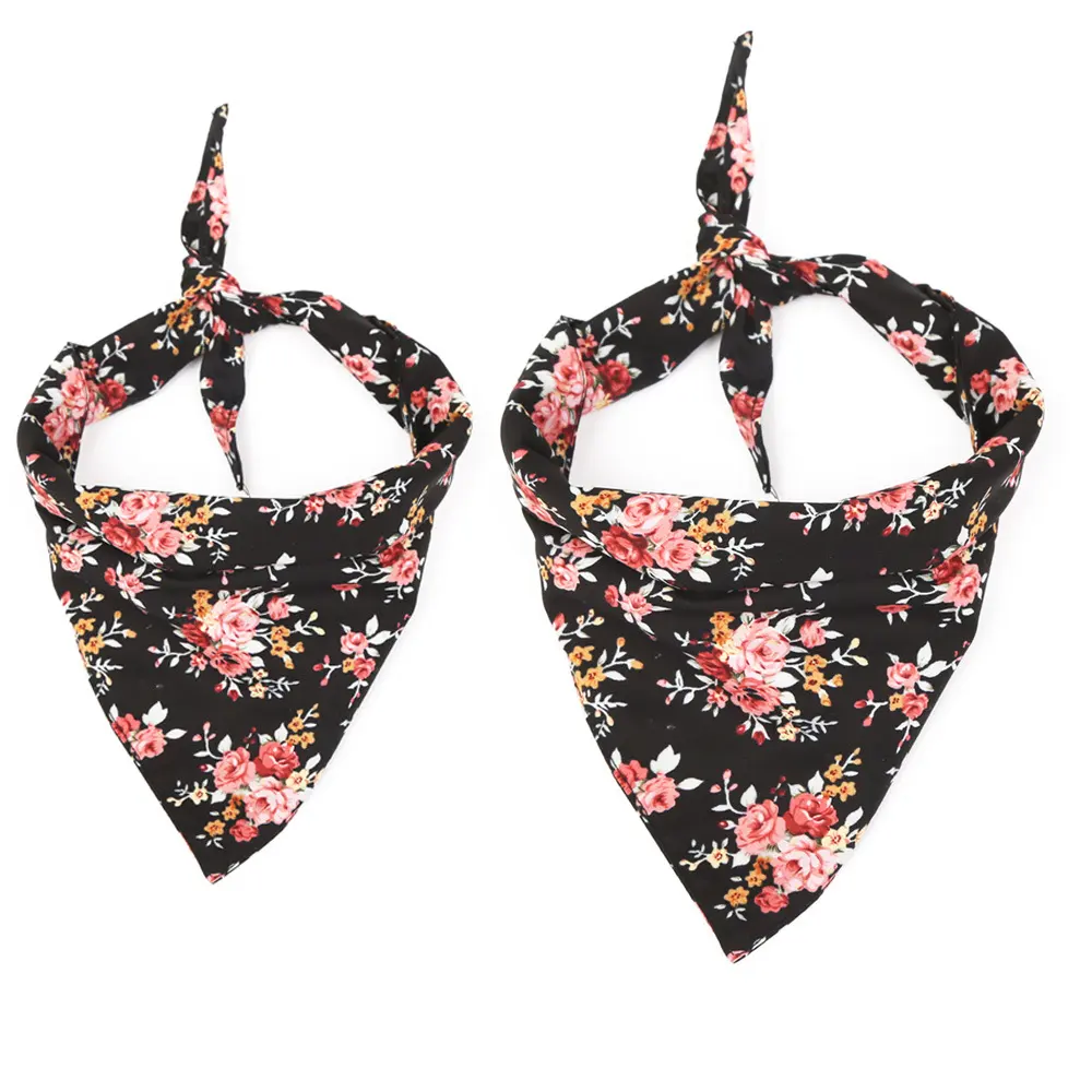 Fashion Flower Pet Triangle Scarf Dog Saliva Towel Double