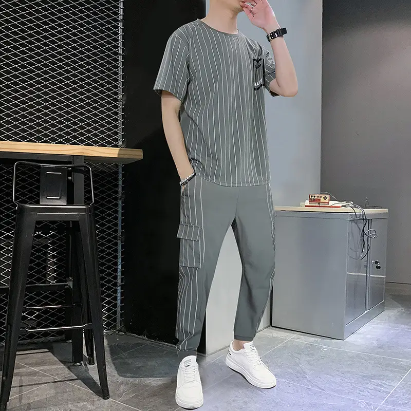Sports And Leisure Ice Silk Suit Men's Fashion Short Sleeve