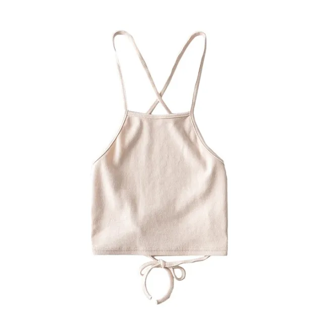 Fashion Slim Top With Bellyband Sling With Cross Back Ties Apricot - Shop at LoveMi