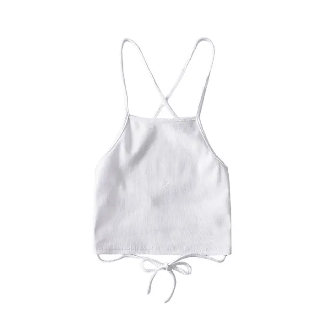 Fashion Slim Top With Bellyband Sling With Cross Back Ties White - Shop at LoveMi