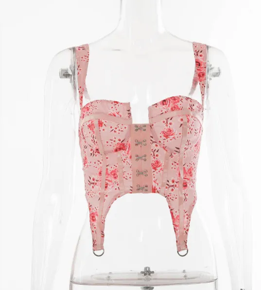 Fashion Camouflage Hollow Bandage Short Top Halter Vest Red - Shop at LoveMi