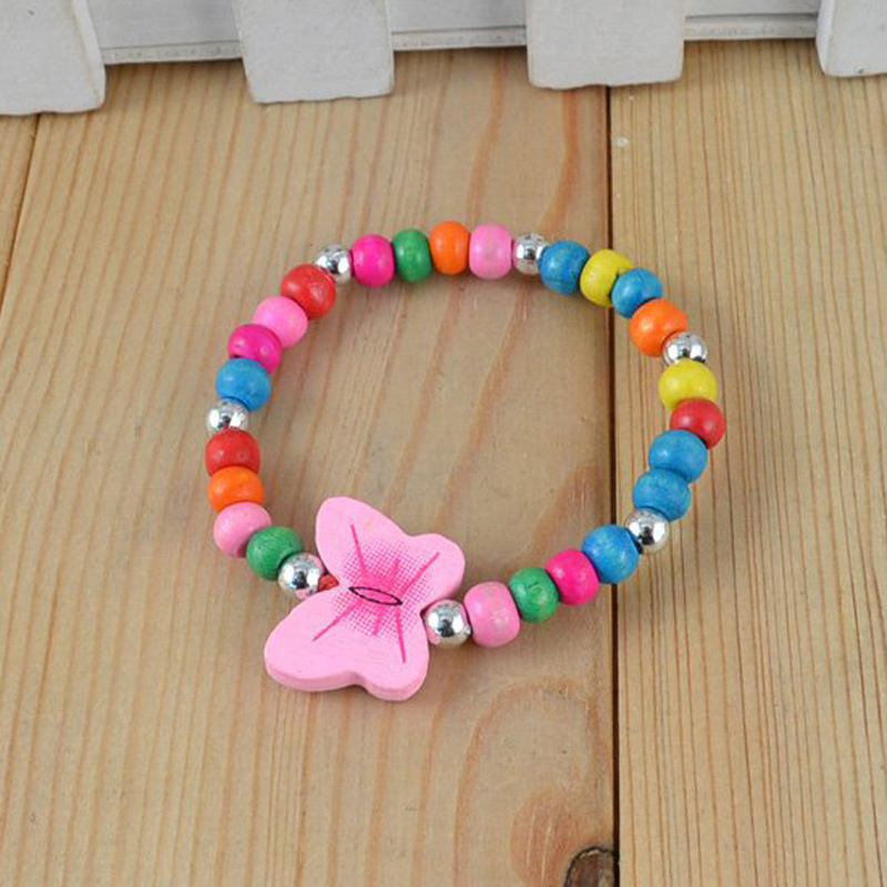 Wooden Bead Flower Butterfly Necklace Bracelet