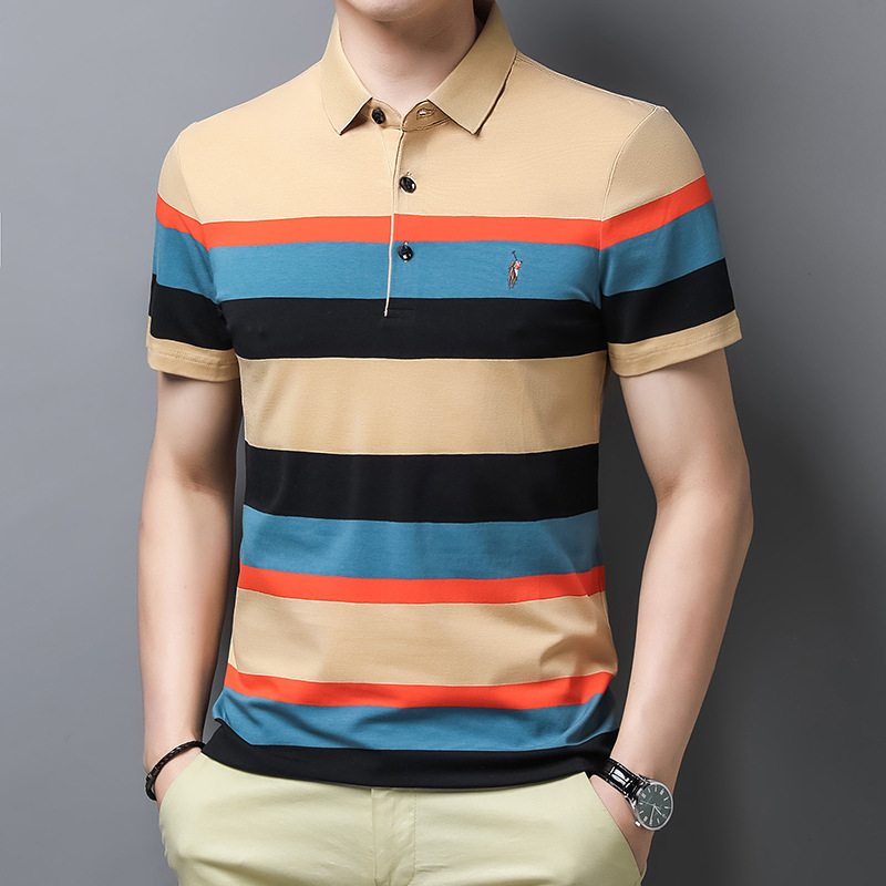 Young And Middle-aged Stylish Striped Comfortable And Breathable T-shirt