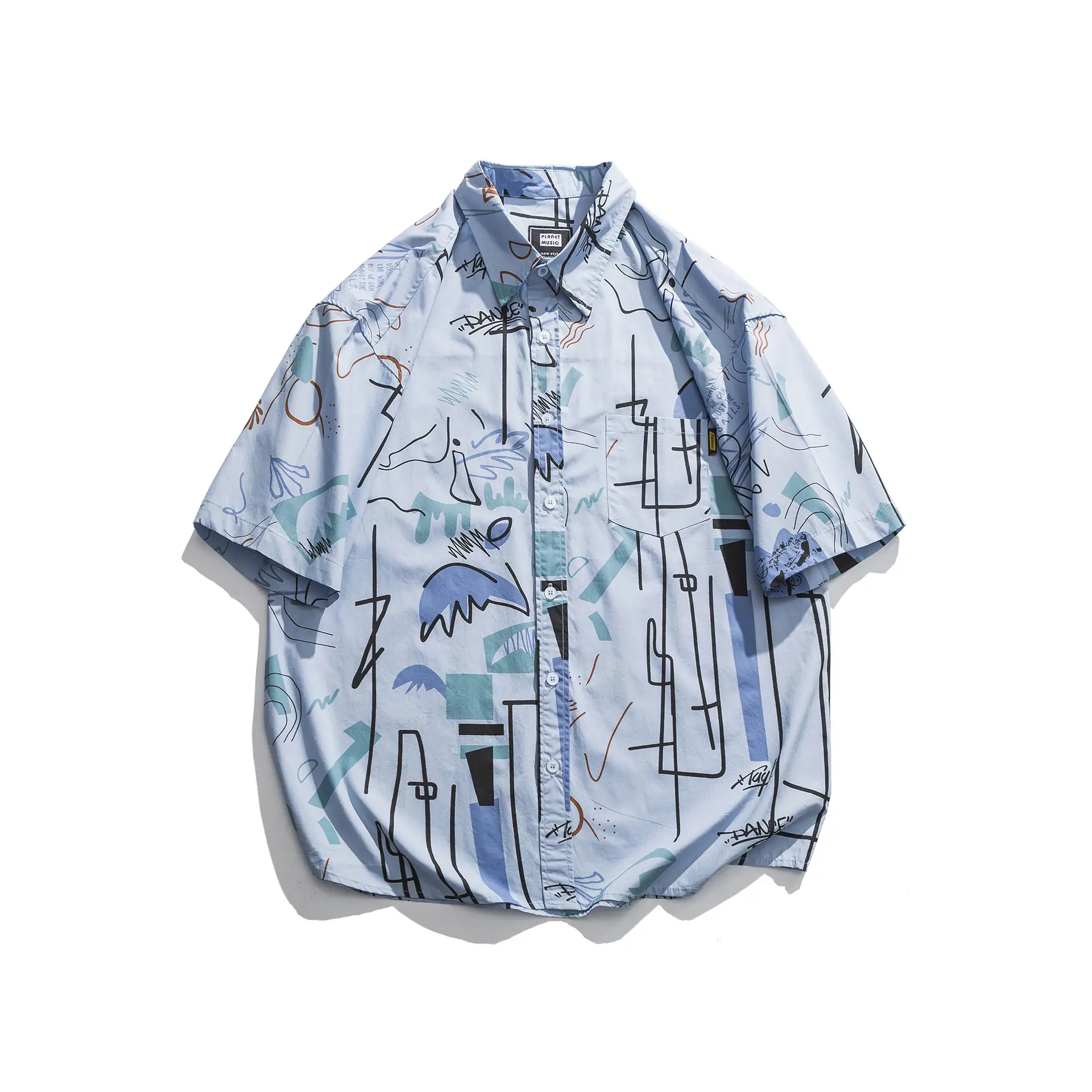 Japanese Summer Print Short-sleeved Shirt