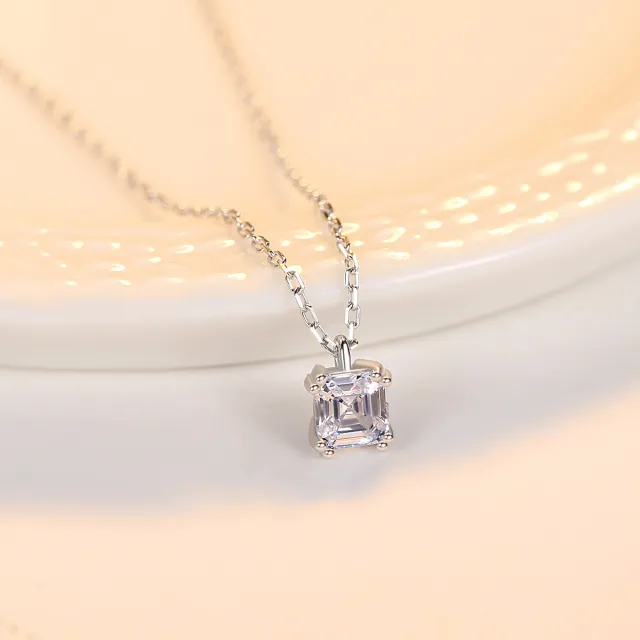 S925 Silver Pendant Four Prong Zircon Necklace White - Shop at LoveMi