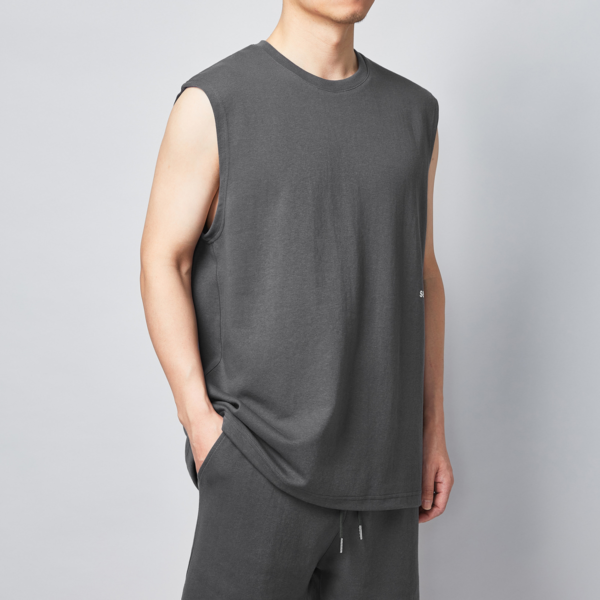 New Trend Fashion Sleeveless Vest Shorts Men's Suit Simple Casual Suit