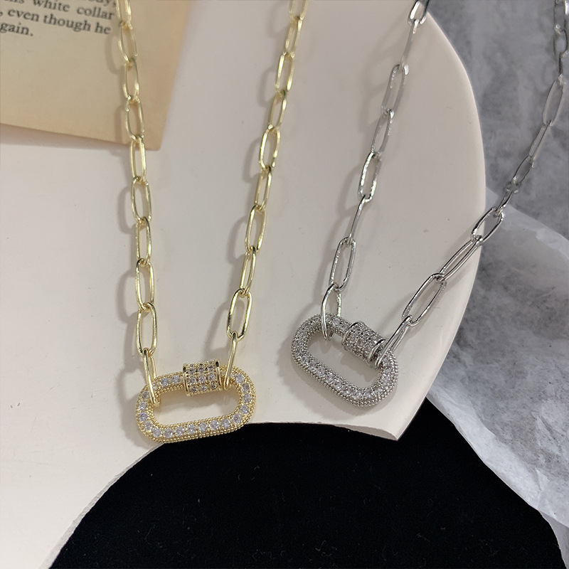 Niche High-end Diamond Carabiner Necklace