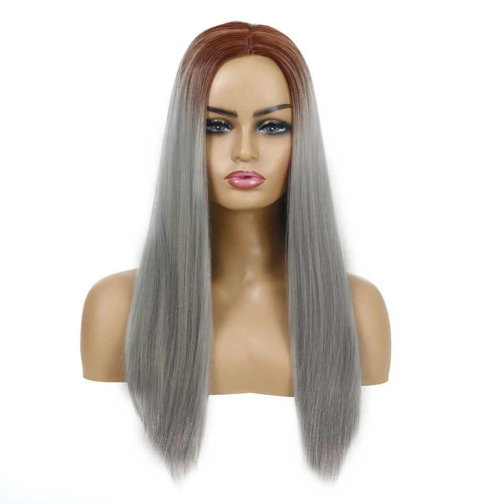 Women's Chemical Fiber Hair Wigs For Long Straight Dyed Hair Silver - Shop at LoveMi