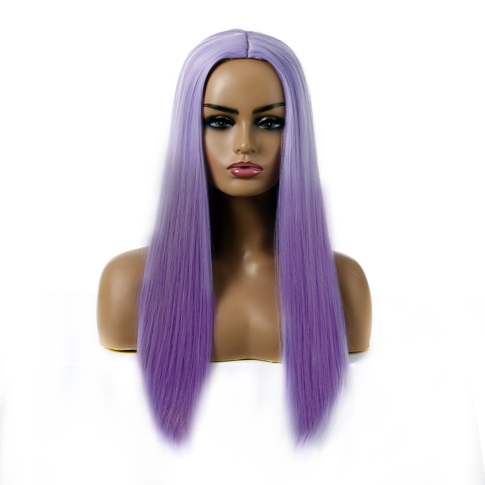 Women's Chemical Fiber Hair Wigs For Long Straight Dyed Hair Purple - Shop at LoveMi