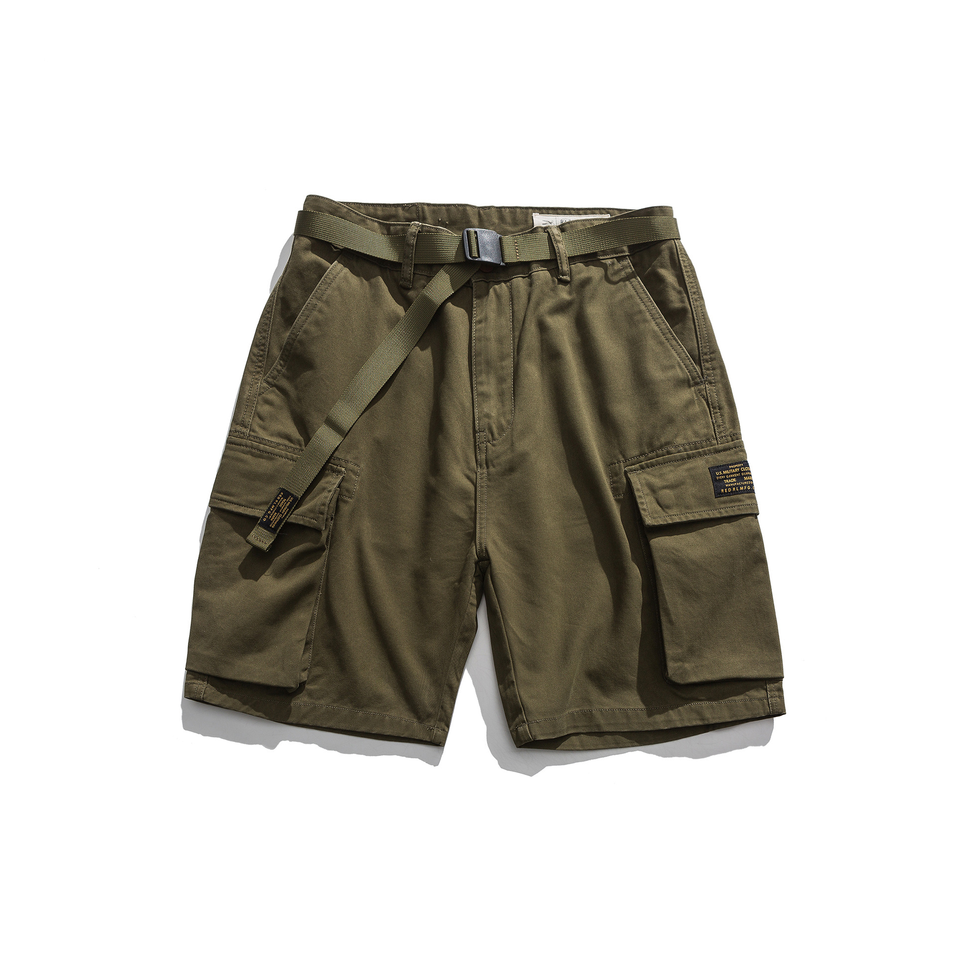 Title 3, Khaki legergroene multi-pocket werkshorts. Duur...