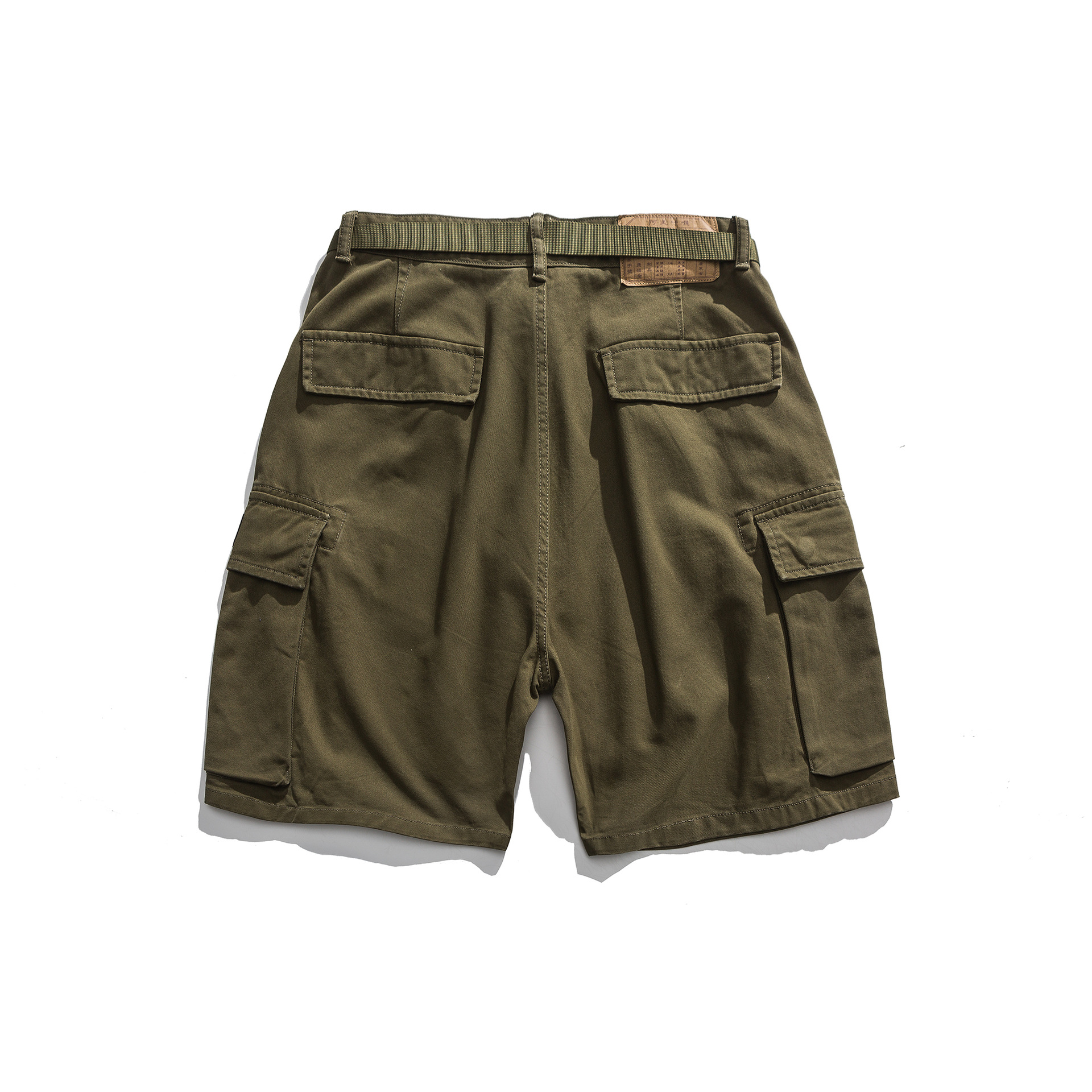 Title 6, Khaki legergroene multi-pocket werkshorts. Duur...