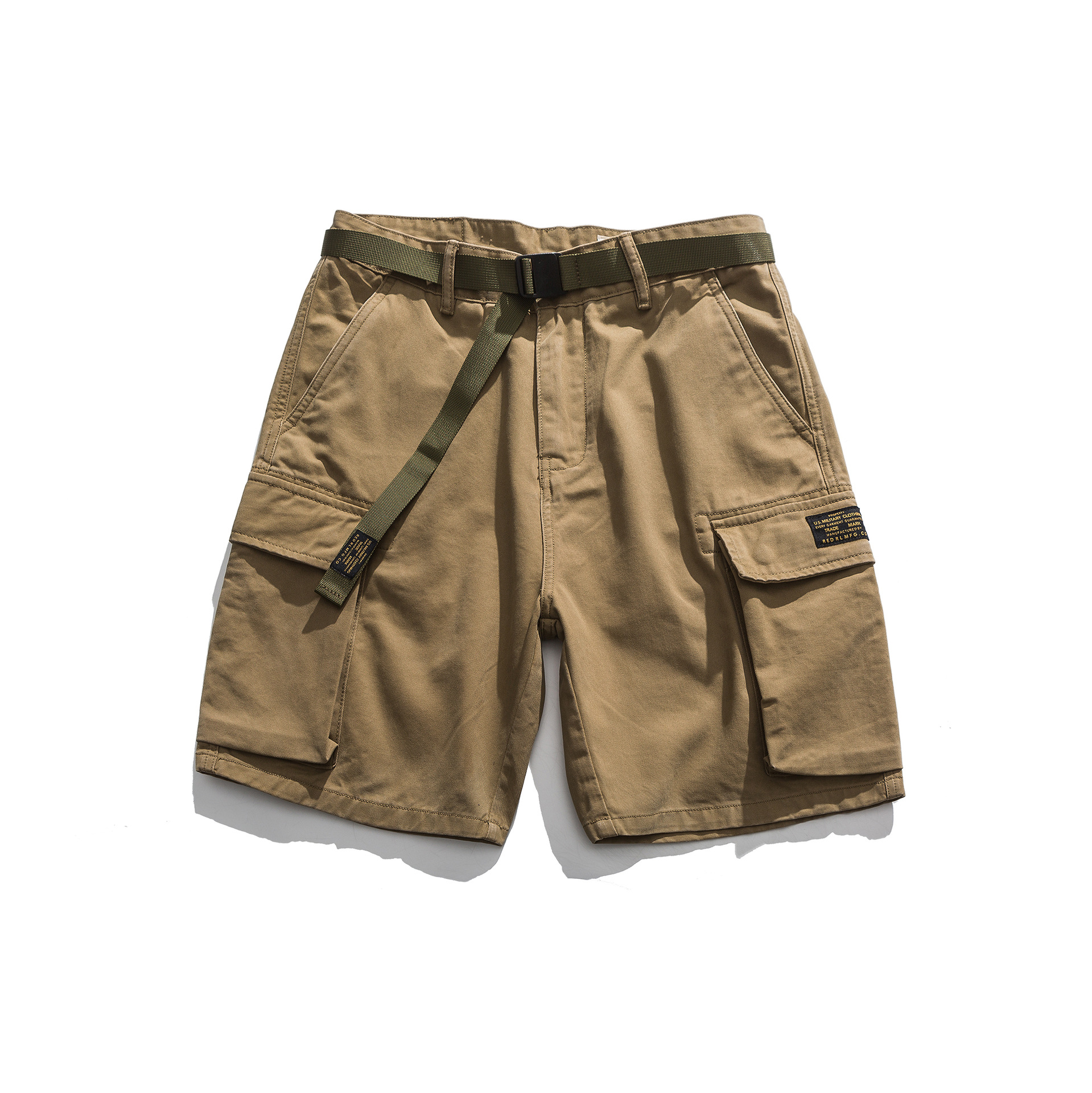 Title 4, Khaki legergroene multi-pocket werkshorts. Duur...