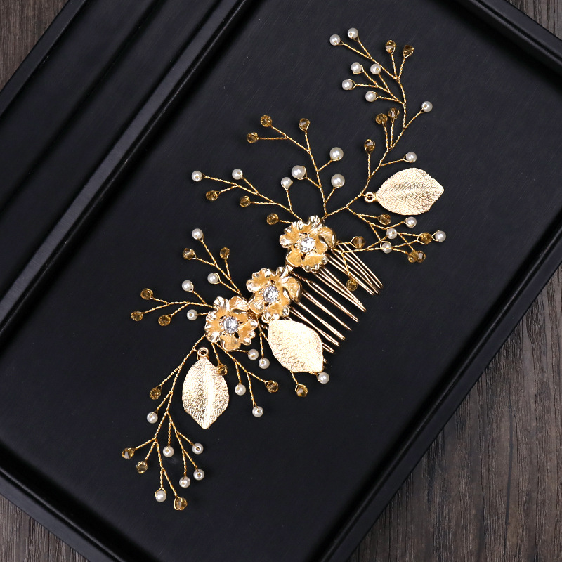 Golden Leaf Hairpin Hair Accessories New Wedding Dress Bridal Headdress — foto 5