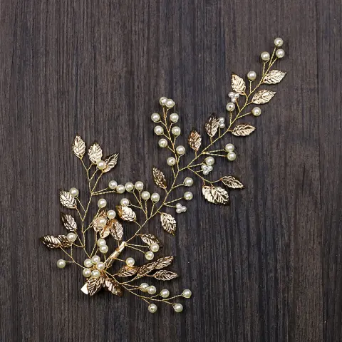 Golden Leaf Hairpin Hair Accessories New Wedding Dress Bridal