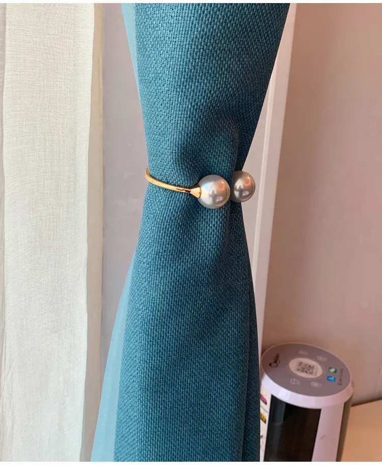 Light Luxury Curtain Straps Pearl Alloy Spring