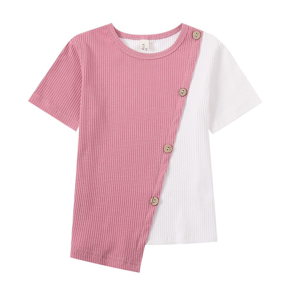 تيشيرت بأكمام قصيرة وتباين غير منتظم