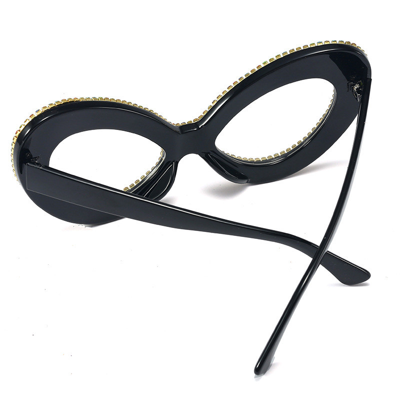 Pearl Rhinestone Flat Mirror Women Butterfly Frame Glasses Frame - Image 4