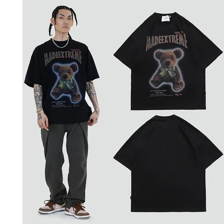 Retro Distressed Hip-hop Men's And Women's Short-sleeved T-shirt