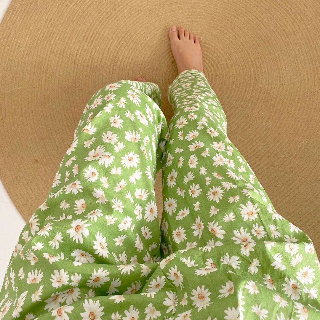 Title 1, Small Floral Pajama Pants Check Cotton Home Tro...