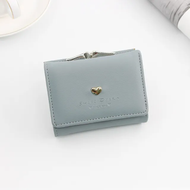 Women's Wallet Short Paragraph Cartoon Cute Coin Purse Tri fold Coin Bag Girls Small Purse Blue - Shop at LoveMi