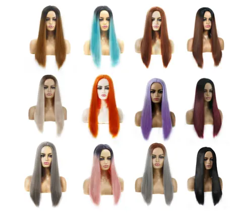 Women's Chemical Fiber Hair Wigs for Long Straight Dyed