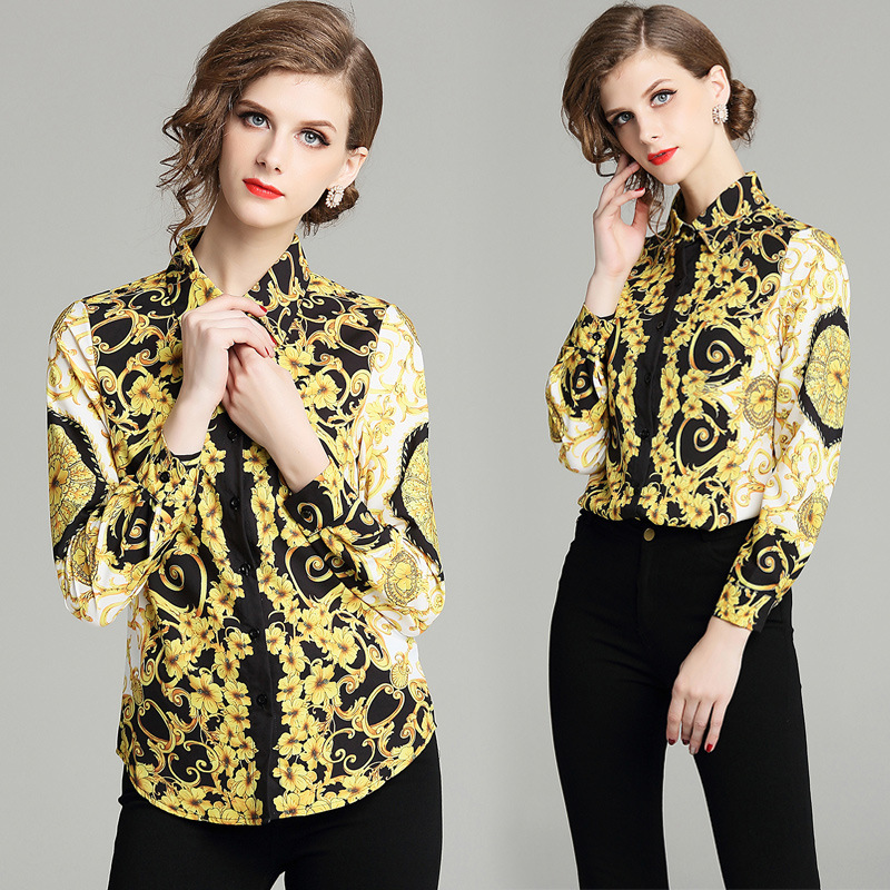Temperament Printing Top Fashion All-match Lapel Shirt