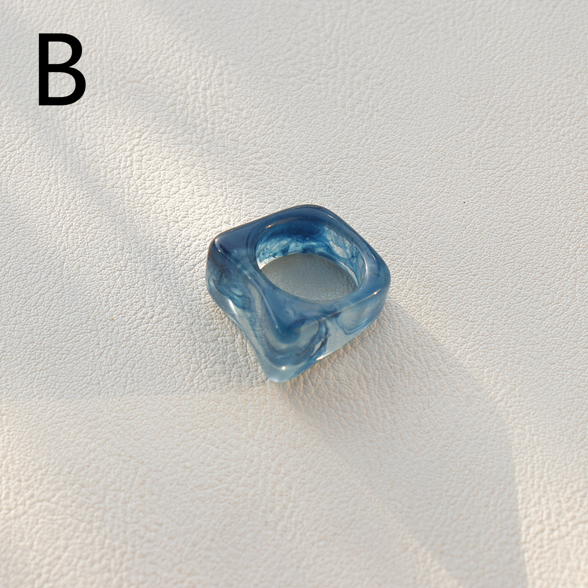 Resin Tortoiseshell Transparent Square Rectangular Ring Simple Girly Fashion Tail Ring