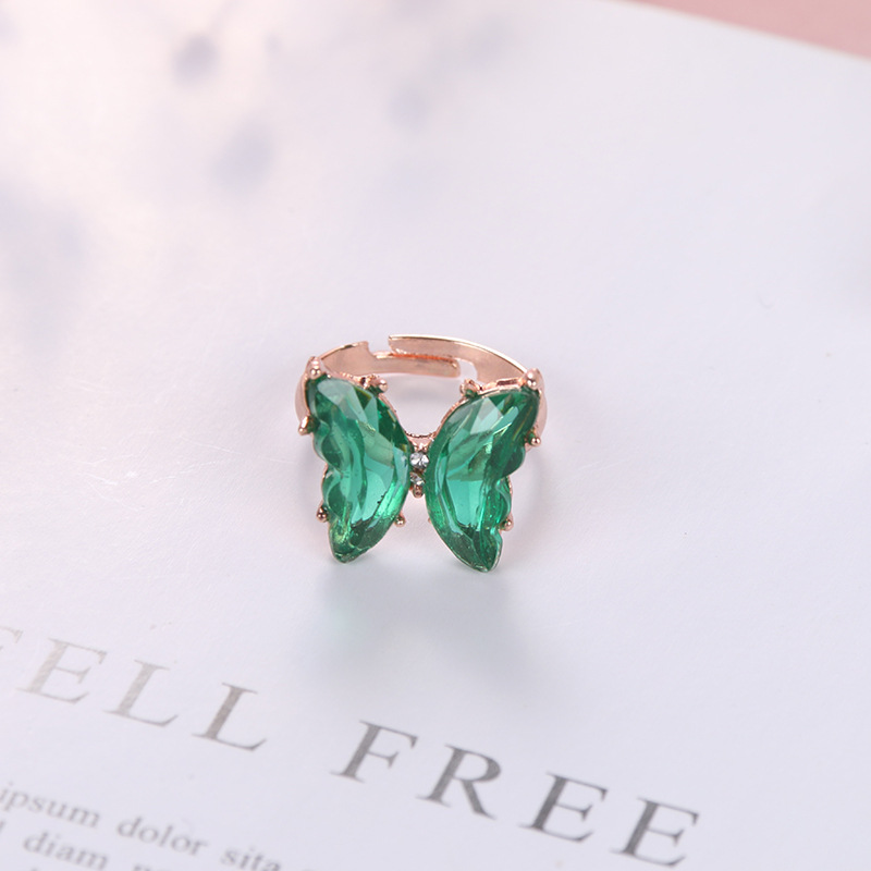 Forest Butterfly Color Transparent Live Mouth Ring Women