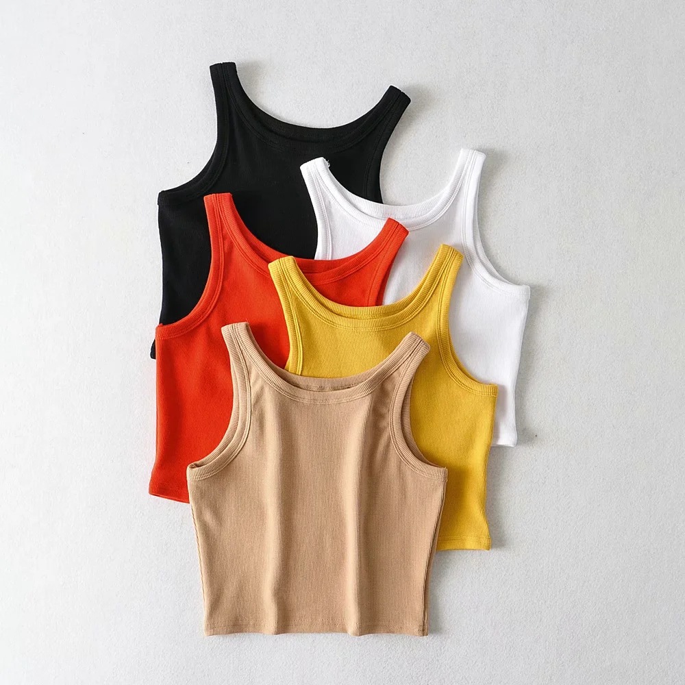 Title 6, Trend Solid Color Round Neck Vest Female Slim B...