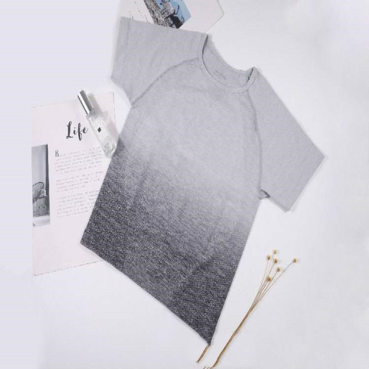 Yoga Fitness Shirt Female Gradual Change Short Sleeve