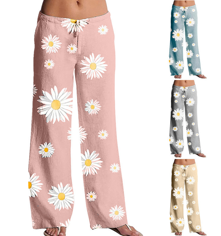 Title 2, New Printed Daisy Casual Wide-Leg Trousers