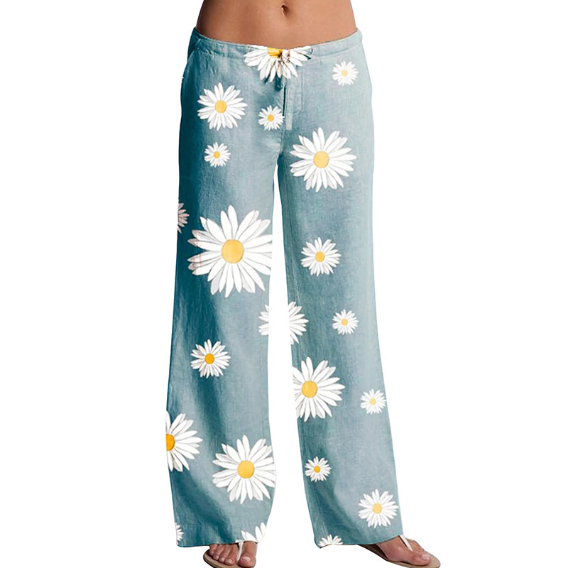 Title 3, New Printed Daisy Casual Wide-Leg Trousers