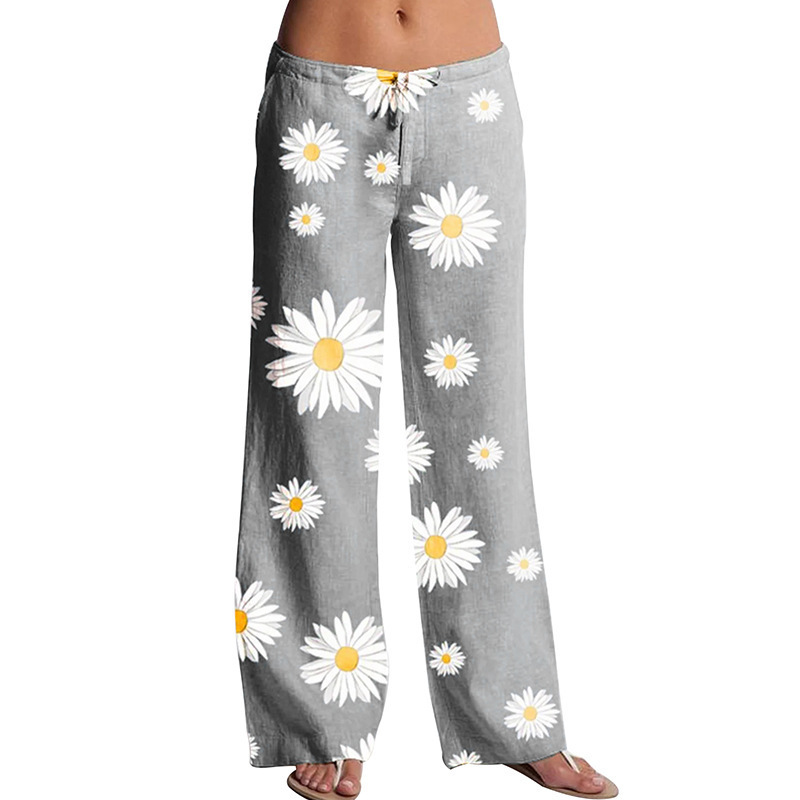 Title 6, New Printed Daisy Casual Wide-Leg Trousers