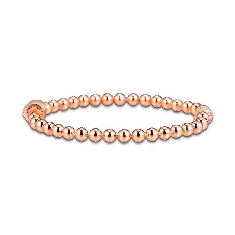 S925 Sterling Silver Rose Gold Diamond Bracelet Silver Bead Chain
