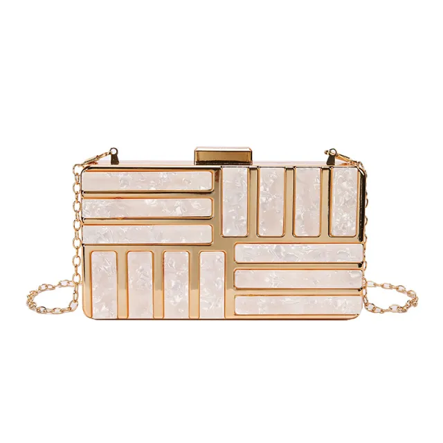 Women's Square Acrylic Clutch Bag, Silver - Shop at LoveMi