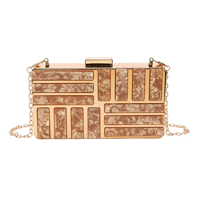Ladies Square Bag Acrylic Clutch Gold - Shop at LoveMi