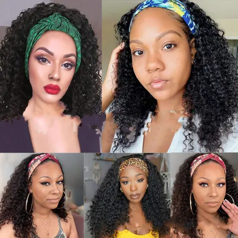 Turban Headband Mid-length Wigs Africa Chemical Fiber Hair