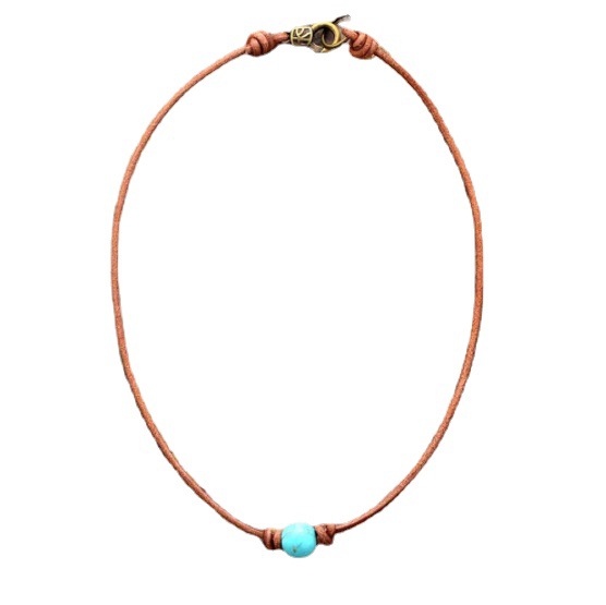 Title 2, Turquoise White Pine Crystal Short Necklace Women